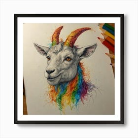 Goat With Rainbow Horns Art Print