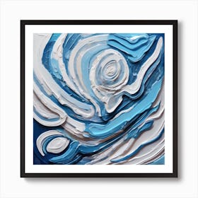 Blue And White Abstract Painting Póster