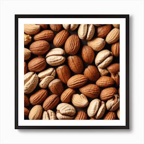 Almonds On A Black Background 14 Art Print