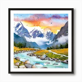 Sunrise In The Mountains 1 Art Print