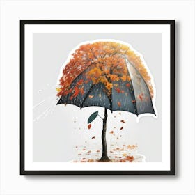 An Umbrella Falling To The Ground Rain Falling 5 Art Print