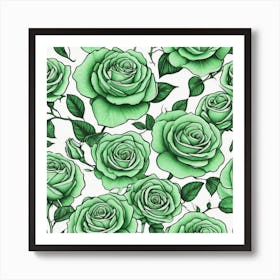 Green Roses 9 Art Print