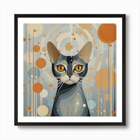 Abstract Cat Art - Geometric Modern Feline Decor Art Print