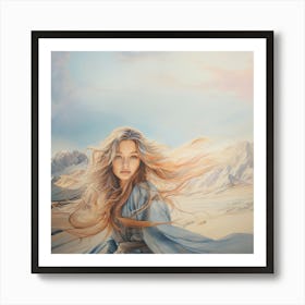 Girl In The Desert Art Print