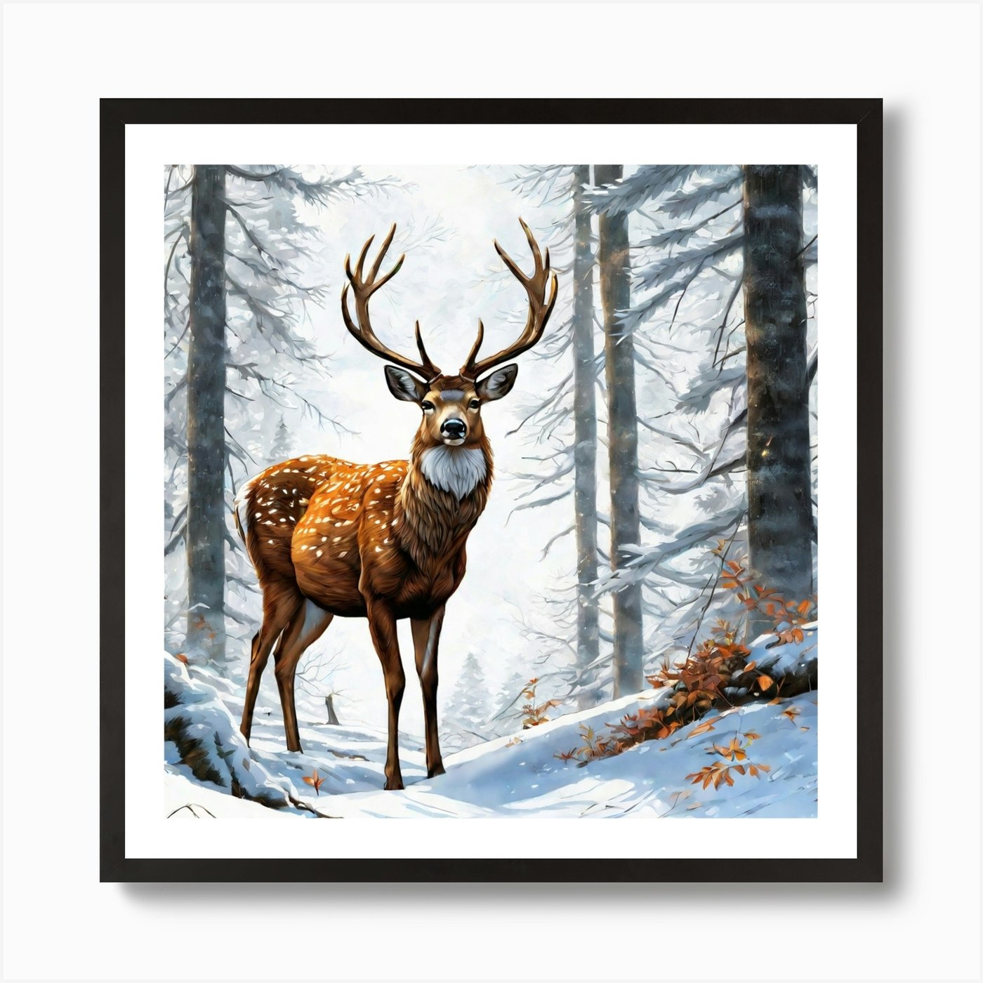 Deer In The Woods 52 Art Print
