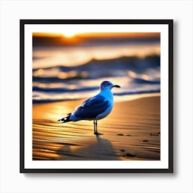 Seagull On The Beach Art Print