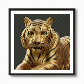 Golden Tiger Statue Art Print