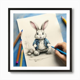 Easter Bunny Drawing Poster