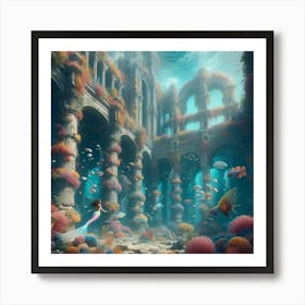 Underwater Mermaid paintings art print Art Print