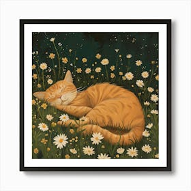 Ginger Cat Fairycore Painting 2 Art Print