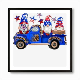 Trending American Gnome Gnomes Vintage Truck 4th Of Art Print