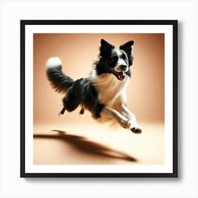 Border Collie Dog Jumping Art Print