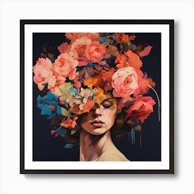 Woman With Flowers 3 Art Print