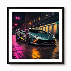 Lamborghini neon style Art Print