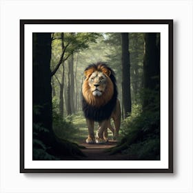 Lion In The Forest Art Print