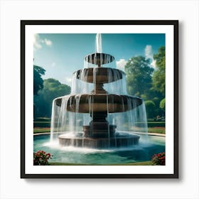 Fountain of water in Garden Art Print