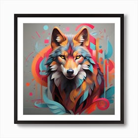 Abstract Wolf Painting Art Print