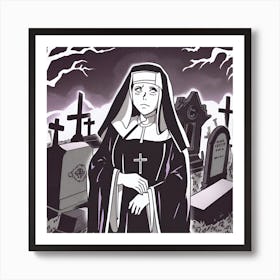 Nun In Graveyard Art Print