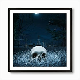 Digital Painting Of A Human Skull Center Frame Empty Eye Sockets Peering Into An Abyss A Backdrop 2 1 Art Print