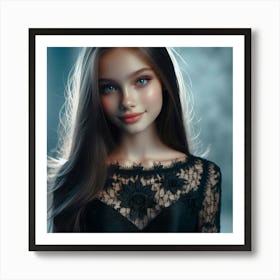 Girl In A Black Dress Art Print