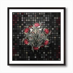 Vintage Malgas Lily Flower Wreath on Dot Bokeh Pattern n.0034 Art Print