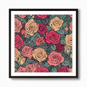 Seamless Rose Pattern Art Print