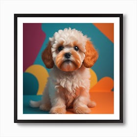 Maltipoo Puppy with Pop of Color Art Print