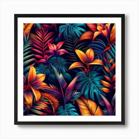 Tropical Leaves Wallpaper 1 Art Print