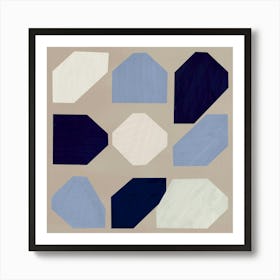 Black , Blue And White Art Print