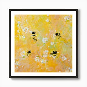 Tiny Bumble Bee Cats Art Print