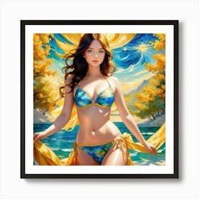 Woman In A Bikinifgh Art Print