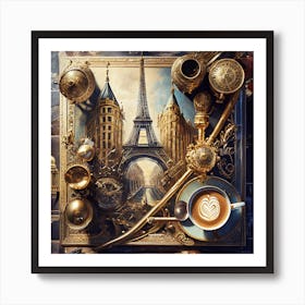 Firefly A Modern Paris, France Vintage Flatlay 49618 Art Print