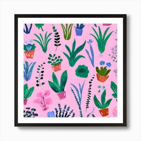 Pink Plants Art Print