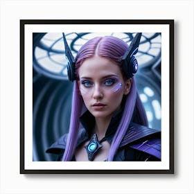 Girl With Purple Hair Art Print