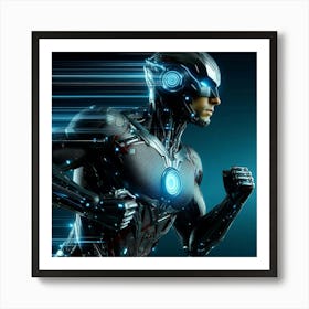 Futuristic Man Running Art Print