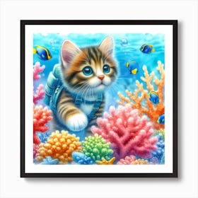 Kitten Under The Sea Poster