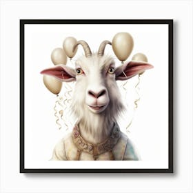 Goat With Balloons 1 Art Print