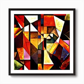 Abstract Painting,Mosaic Magic: Abstract Multicolored Geometric Background Art Print