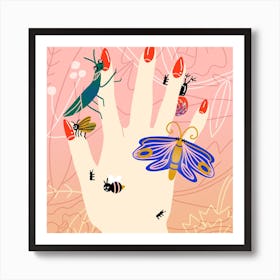 Happy Bugs Square Art Print