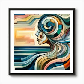 The Woman And The Sea, Cubism Art Print