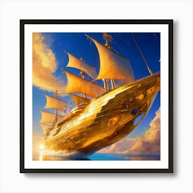 Default A Luminous Solar Sailer Its Hull Gleaming With Golden 2 (1) Art Print
