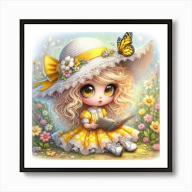 Little Girl Reading A Book 3 Art Print