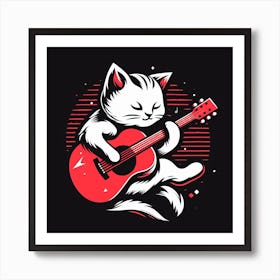 Cat Playing Guitar 3 Art Print