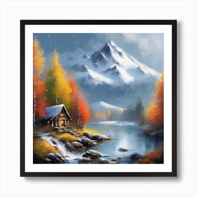 Cabin By The Lake 1 Art Print