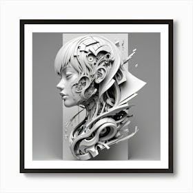 3d Rendering Of A Woman'S Head Art Print