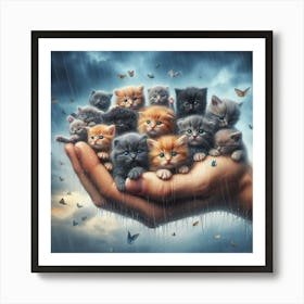 Kittens In The Rain 5 Art Print