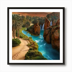 Waterfall In The Desert Art Print