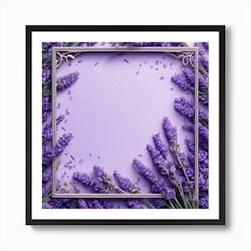 Frame Created From Lavender On Edges And Nothing In Middle Ultra Hd Realistic Vivid Colors Highl Art Print