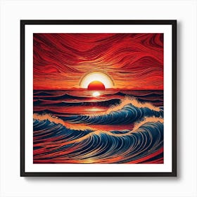 Sunset Over The Ocean 268 Art Print