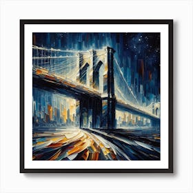 Brooklyn Bridge At Night Art Print